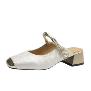 Chinese Style Small Fragrance with Skirt Toe Slippers Womens Slippers Single Shoes Temperament High Heels