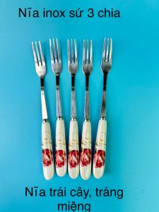 Nĩa sứ 3 chia muỗng cà phê sứ PHÚC HƯNG PHÁT SG kích thước 15cm