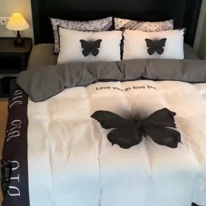 ins Feng Full Set Cloud Cotton Four-Piece Bed Sheet Set 1.8 Non-Shedding Wedding Rental Bed Sheet Duvet Cover LZD