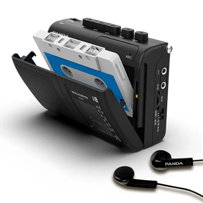Black Retro Stereo Cassette Player Walkman Cassette Tape Music