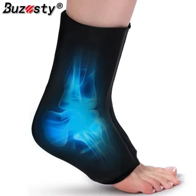Buzesty Ankle Ice Pack Brace Support Wrap for Swelling - Hot/Cold Therapy Ice Wrap for Foot Pain Relief Heel Pain Relief Plantar Fasciitis Achilles Tendonitis Relief Sprained Compression Ankle Sleeve