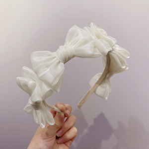 2022 New Korean Style Bow Headband Fashion Ribbon Hair Band Chiffon Bow Head Band Broken Hair Bangs Headbands Hair Accessories for Women