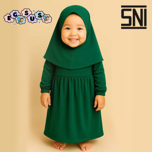 (EGSUS) Gamis Hijab Shakira Bayi Anak Balita Perempuan Fashion Muslim Spandek Hijau botol