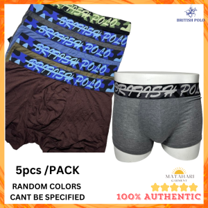 (MG)Britih Polo 5pcs Soft Silk Men Boxer Men Underwear Men Boxer 100% Cotton Seluar Dalam Lelaki Spender Lelaki Boxer