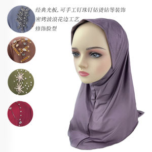 Cross-Border Aliexpress ebay Middle East Arabic Solid Color Milk Silk Womens Pullover Headscarf Lace in Stock Wholesale