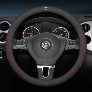 Car ultrathin Steering Wheel Cover For Volkswagen VW R Line Polo Fox Gol Up Golf Beetle Santana Sagitar Tiguan Passat Touran Jetta Leather Ultra-Thin Anti Slip Car Universal Steering Wheel Cover