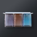 Locaupin Wall Mounted Toothbrush Holder With Drainer And Upside Down Magnetic Transparent Cups Bathroom Shelf Organizer. 