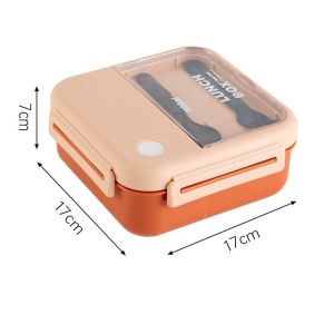 Kotak Makan Bento Transparant Lunch Box  Free Sendok Garpu 1000 ml 2 Grid 6006