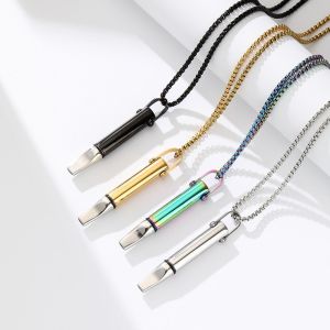 SEDWO Titanium Steel Breathing Resistance Whistle Necklace Breathing Resistance Built-in Cotton Core Yoga Meditation Necklace Personality Ornament Meditation Mindfulness Pendants Friends Birthday Gift