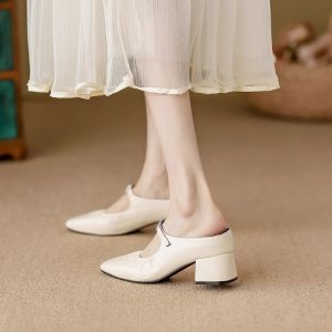 In Summer The French Strap Mary Jane Toe Sandals Are Worn By Women with Block Heel Sandals and Increased Height Inside