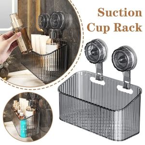 PLLEWY 1Pcs Hanging Suction Cup Storage Rack Multifunctional No Punching Cosmetics Organizer Durable Plastic Drainage Rack Kitchen Bathroom Accessory