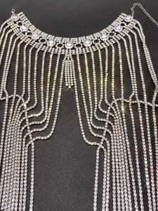 Fashionable Punk Metal Rhinestones Shoulder Chain Body Chain Shoulder Chain For Beach Weddings Evening Event