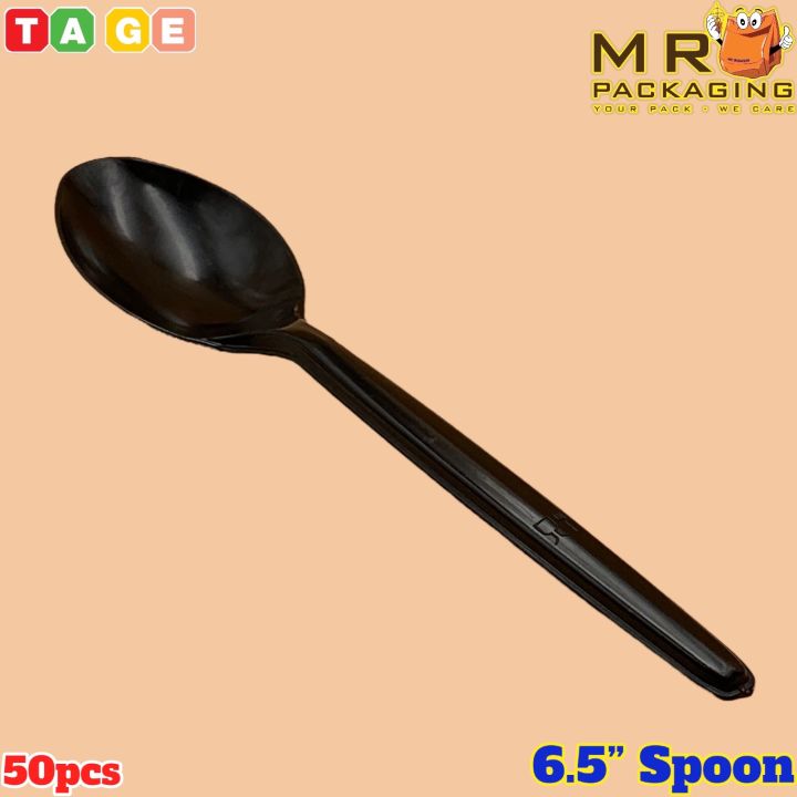 6½" Spoon & Fork [ 50pcs± ] Long Spoon & Fork - White / Black - Disposable Plastic Cutlery | Lazada