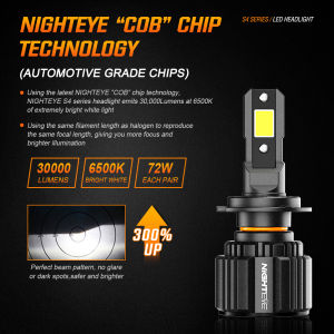 NIGHTEYE 2pcs A315-S4 H4 H7 H11 HB3 9005 HB4 9006 72W 30000LM 6500K LED headlight bulbs for Car white LED headlight kit Headlight Bulbs Auto Headlamp