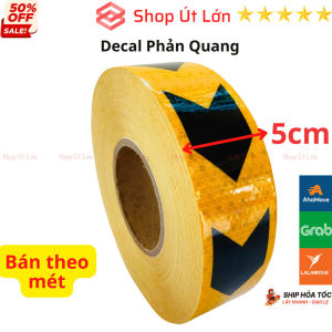 Decal phản quang mũi tên - Đen Vàng rộng 5cm băng keo phản quang bán theo mét - Shop Út Lớn