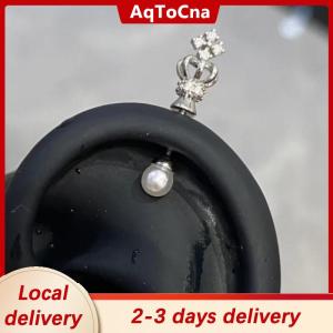 [COD] AqToCna Ship within 24 hours 1Pcs Crown Pearl Titanium Steel Spiral Ear Bone Nail Fashion Y2K Earrings For Women Ear Piercing Jewelry Gifts