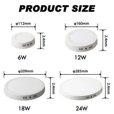 JACKSUN Surface Mounted led light led Ceiling Lights Square Round 6W/12W/18W/24W Aluminum Downlight 220V Panel Light White Pin lights for ceiling