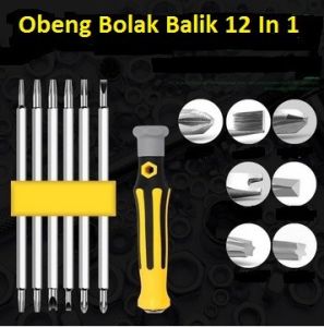 Obeng Set 12 in 1 Bolak Balik Presisi Tinggi Panjang 12 Mata Hex Plus Min Screwdriver Proffessional Repair Set 12in1 Multifunction Smartphone CPU Computer Laptop Game Console