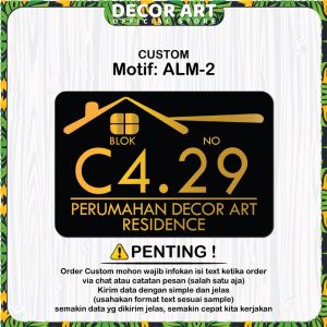 Decor Art - 30x20 Cm Hiasan Dinding Plat Nomor Rumah/Dekorasi No Rumah/Papan Nomor Rumah - ALM 1