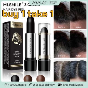 HUOLE 【BUY 1 TAKE 1】 100% Original 3 Colors Hair Dye Stick Lipstick Shape Long Lasting Fast Hair Dye Pen Covering White Hair Hairline Pen Hairdressing Tools