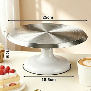 10 Inch Aluminum Alloy Cake Turntable Rotating Stand Kids Children DIY Birthday Cake Decorating Meja Putar Kek
