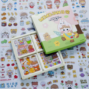 STICKER ANAK AESTHETIC (MOMOJAN) MODEL KARTUN KOREA MANIS IMUT LUCU. STIKER ANTI AIR 1 BOX ISI 100 LEMBAR MURAH GAMBAR TEMPEL WARNA 2D LUCU. STIKER VIRAL CEWEK COWOK ANAK SEKOLAH. STIKER CANTIK ANIME BINATANG BUAH POHON GAME