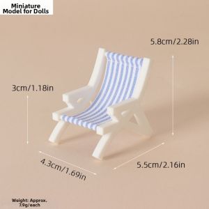 DOWNA Nhựa Ghế nhà búp bê 1/12 Mini 4.35.55.8cm Mẫu ghế bãi biển có thể gấp gọn Chất lượng cao Nhiều màu sắc Ghế thư giãn ngoài trời bãi biển Dành cho búp bê OB11