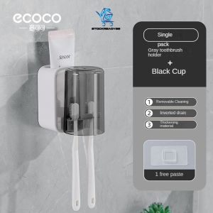 SR99. ECOCO Wall Mounted Toothbrush Holder Set with Magnetic Cup No Drill Bathroom Organizer Rack