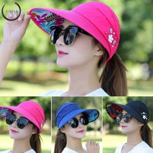 A.one (COD) Womens Casual Folding Visor Hats Anti-UV UV Protector for Beach / Outdoor COD