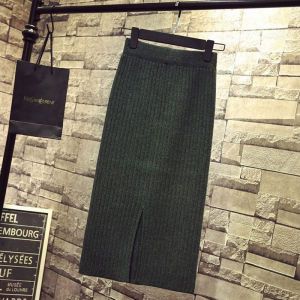Knitted Skirts for Women with Slit Korean Fashion Office Skirts