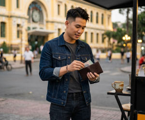 Ví nam tuổi Rồng làm từ da bò nappa đựng tiền thẻ và vừa các loại giấy tờ cũ mới 9.5x12