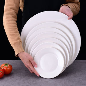 4/3/2/1pcs White Round Dinner Plates White Plastic Bone Disk Restaurant House Dishes Flat Plate Shallow Discs Unbreakable Plastic Plates Dinnerware Plate 6/7 Inches