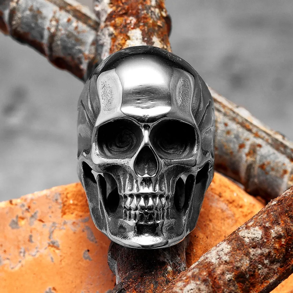 Stainless Steel Mens Domineering Gothic Devil Skull Biker Ring For...