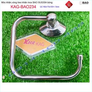 Vòng treo khăn Inox Bảo KAG-BAO234 máng treo khăn khô bồn tắm đứng SUS304 dập khuôn thiết kế tuyệt đẹp tiện dụng
