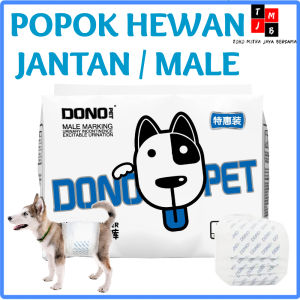 POPOK HEWAN PELIHARAAN JANTAN DONO MALE ANJING DISPOSSABLE DIAPERS PUTIH BIRU