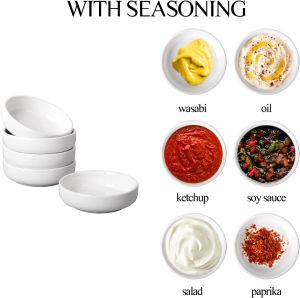Ceramic Soy Sauce Dish Salad Dipping Bowl Appetizer Dessert Sushi Party Serving Utensils Bowls - 6/Case