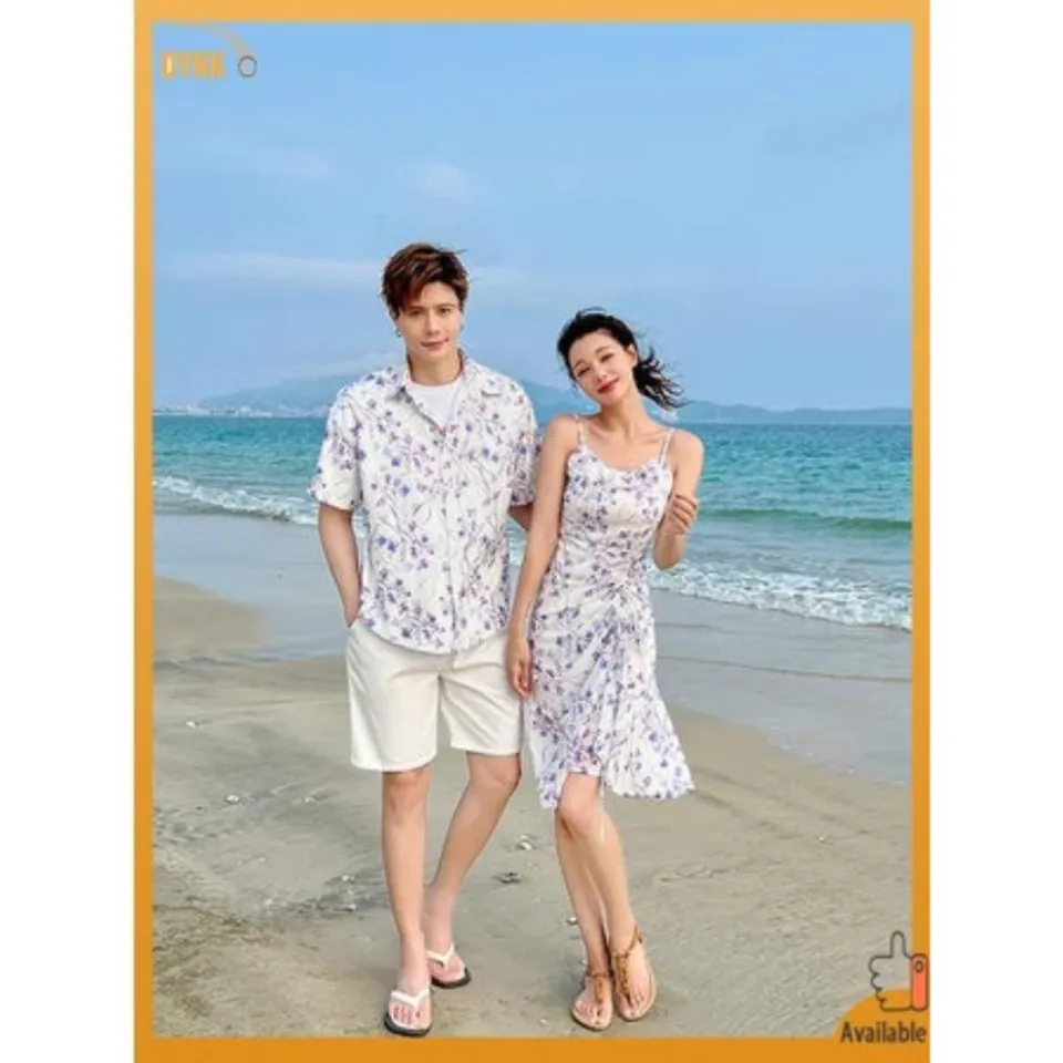 Young happy muslim couple white dress on seashore. Travel Vacation  Retirement Lifestyle Concept. young couple jumping on the beach in vacation  day. summer time. Stock Photo | Adobe Stock