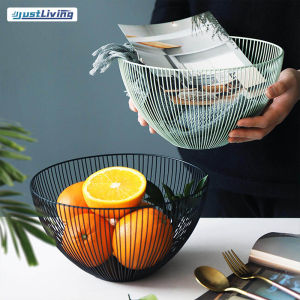 JustLiving Nordic Metal Fruit Basket Simple Dripping Fruit and Vegetable Storage Basin Dining Room Fruit Basket Iron Art Shopping Basket Kitchen Cabinet Storage Rack Kitchen Organizers Rak Pinggan Dish Drainer