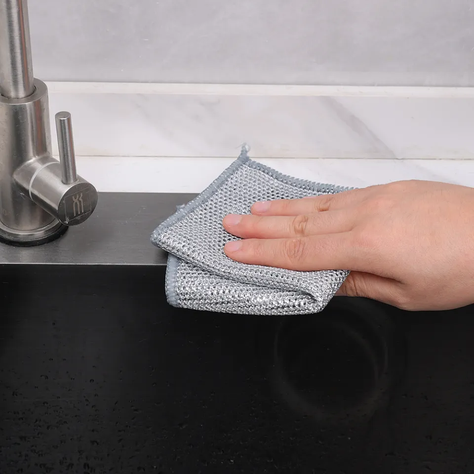 New Thickened Steel Wire Cleaning Cloth Non-Scratch Double-layer Iron Microfiber  Mesh Dishrag Washing Pot