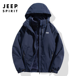 Jeep Spirit Mens and Womens Jackets Three-in-one Two-piece Windproof Waterproof Padded Cold Outdoor Mountaineering Clothes