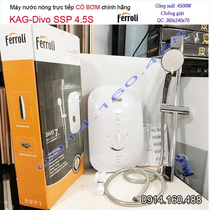 Máy nước nóng trực tiếp Ferroli Divo SSP 4500W Direct water heater