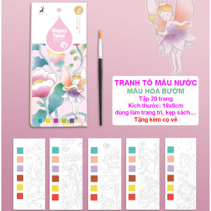 (Tặng Kèm Cọ Vẽ) Tranh Tô Màu Nước Nghệ Thuật Cho Bé Thỏa Sức Sáng Tạo DIY Sách Tô Màu Nén 20 Trang Kích Thước 8x18cm