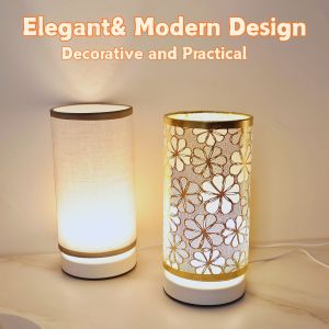 Nordic Style Fabric Lampshade LED Desk Lamp Suitable for Home Bedroom Headboard Living Room and Dining Room Decoration