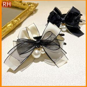 🔥🔥🔥ranghe Thanh lịch Bow tóc Claw Bowknot ngọc trai lấy clip kẹp tóc cho phụ nữ ponytail Clip Cô gái Hàn Quốc Phụ kiện tóc mũ nón