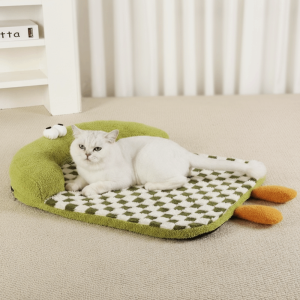 OUTOPEN Warm Cat Sleeping Mat Non Slip Pillow Design Cat Dog Bed Cartoon Checkered Dog Kennel Mat Autumn Winter