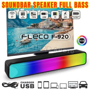 MURAH BANGET Speaker Bluetooth Full Bass Bisa Sambung Ke TV  Laptop Komputer HP SOUNDBAR FLECO F-920 LED RGB USB AUX Komputer | Speaker Aktif Super Bass | Salon Aktif Super Bass | Speaker Panjang 40cm | Speaker Smart TV | Speaker Laptop Murah Pc