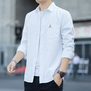 Light Thin Oxford Shirt Men Daily Work Blouse Oxford Long Sleeve Shirt