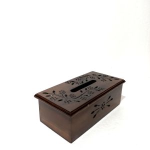 Tempat tisu kayu jati pahat model 4