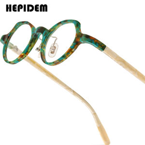 HEPIDEM Acetate Glasses Frame Men Famous Brand Design Retro Round Women Nerd Eyeglasses Spectacles Small Vintage Optical Eyewear 9280