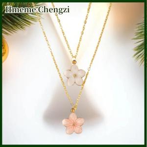 Hmeme New Flower Pendant Necklace For Women Romantic Cherry Blossom Choker Girls Party Wedding Neck Jewelry Gift